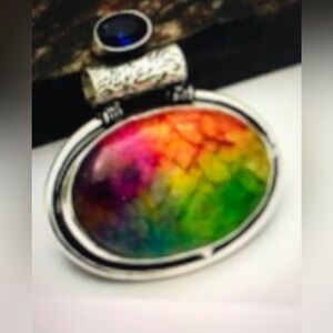 Solar Quartz Blue Sapphire 925 Sterling Silver Necklace